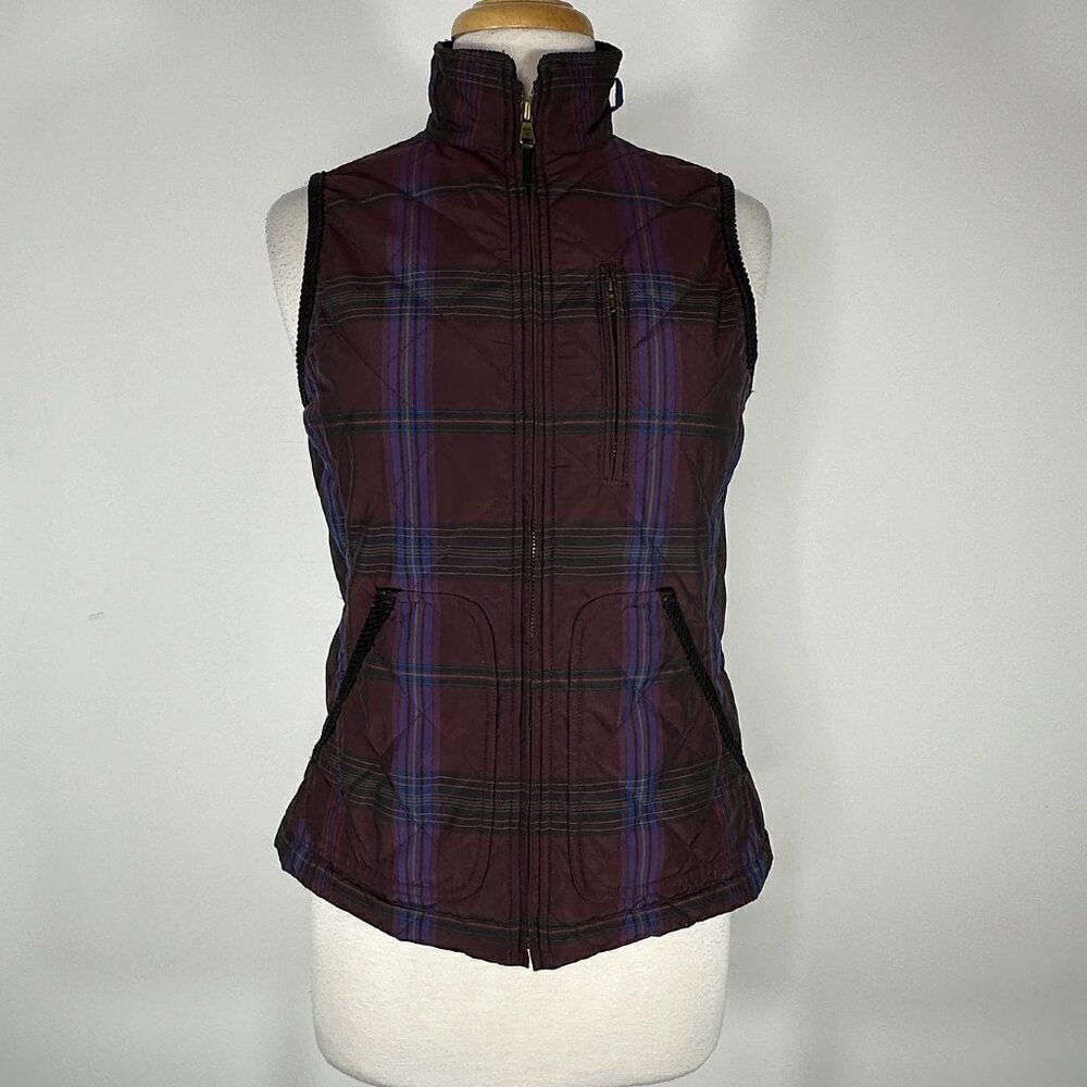 Lauren Ralph Lauren Quilted Plaid Burgundy & Purple Puffer Vest Size S/P